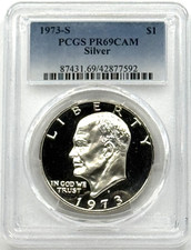 1973-S Eisenhower (Ike) Proof Silver Dollar PCGS PR69CAM Blue Label