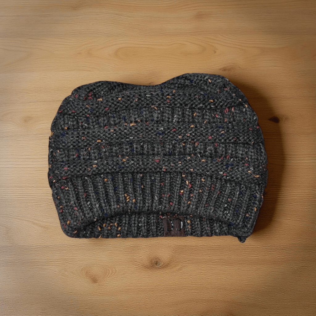 PONY CC Beanie Adult Criss Cross Knit Beanie ~ Berretto teschio coda di cavallo alta toni terra