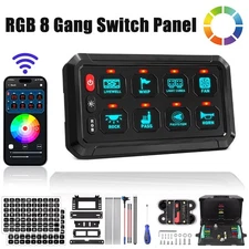 Wireless 8 Gang Switch Panel Circuit Control Box For LED Light Bar 12/24V Marine
