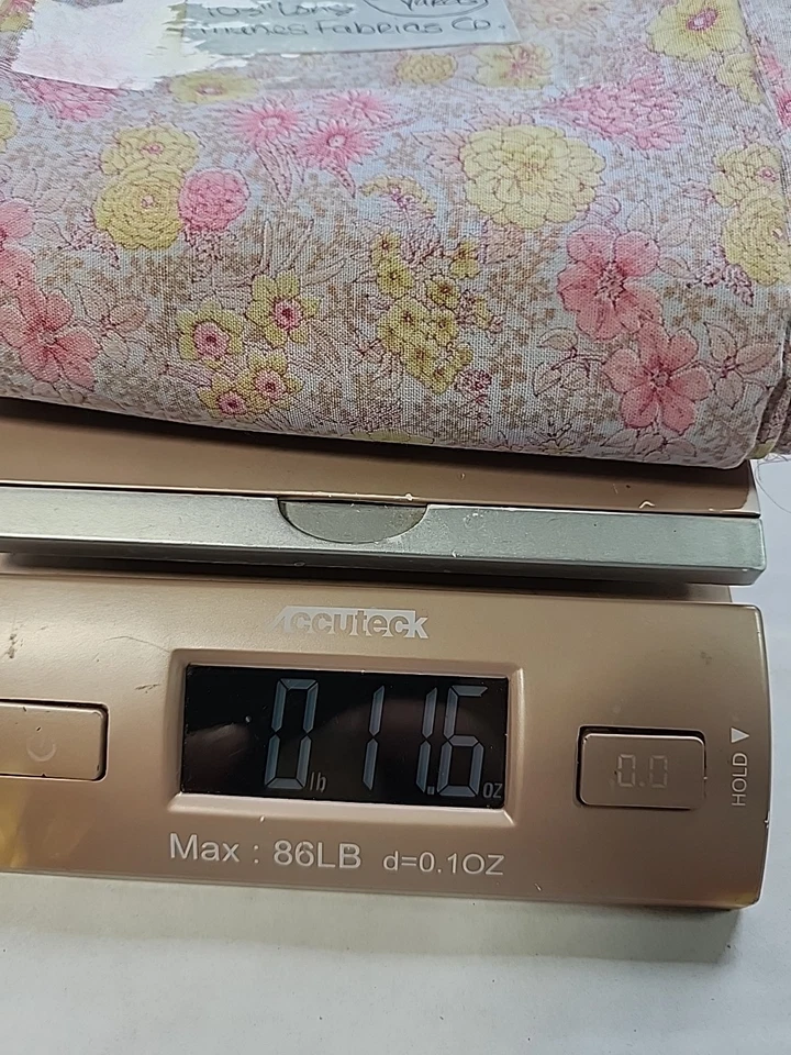 Manes Fabrics Yellow Pink Floral Calico Cotton Sewing Quilt Fabric 2.8yds X 45" - Image 3 of 4