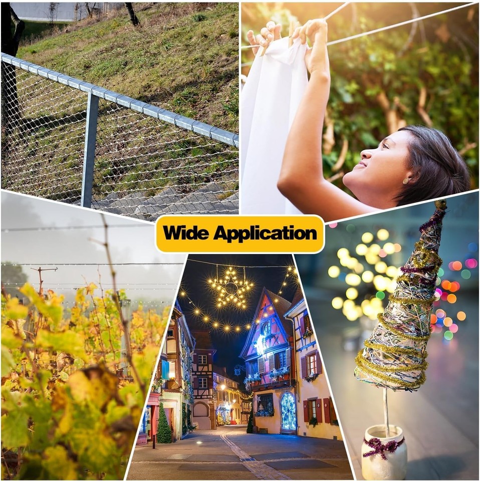 304 Stainless Steel Wire Rope Set 328ft with 200 Sleeves & M4 ...