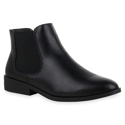 VAN HILL Damen Chelsea Boots Chloe Stiefeletten Trendy Blockabsatz Basic