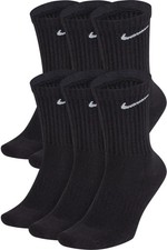 Nike Dri-FIT Crew Socks 6 Pairs Mens Everyday Cushioned SX7666 Black White