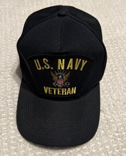 Vintage US Navy Veteran Hat Patch Snapback Eagle Black Northstar USA Made EUC