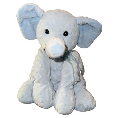 Mary Meyer Baby Blue Minky Dot Elephant Dimples Velour Bumps Plush Lovey 10 Inch