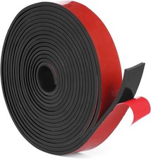Neoprene Rubber Strips 1" x 1/4" x 5', Self Adhesive Solid Rubber Sheet