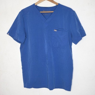 Figs Leon Three Pocket Scrub Top Blue Men's Medical Technical Medium M