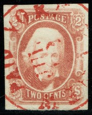 [VP02] Confederate States Sc#CSA8 2¢ brown red w/red cancel Expertise H.HUNZIKER