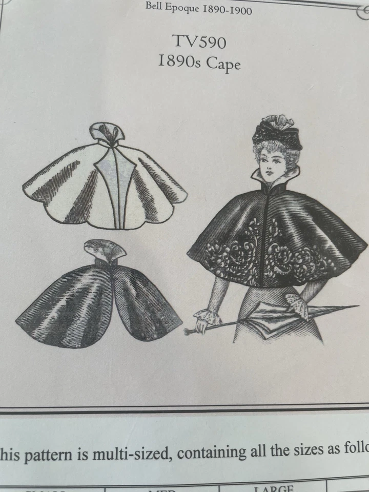 Vintage TV590 Truly Victorian 1890s Cape Pattern Multi Sized New Uncut - Image 2 of 3