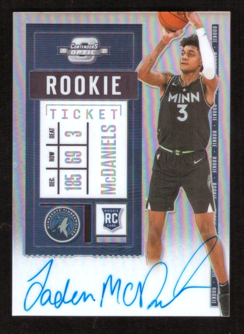 2020-21 Panini Contenders Optic Jaden McDaniels Ticket Variation Prizm RC Auto