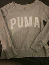 PUMA SWEATSHIRT GRAY WITH WHITE LETTERING WOMENS LARGE NWOT