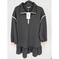 Wenrine Womens Sz XXL Make It Right Black Half Zip Sweatshirt Dress NEW