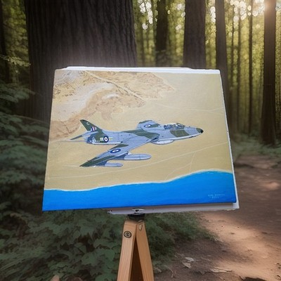 14  X 18  painting of a Hawker Hunter, a British jet-powered fighter aircraft. 