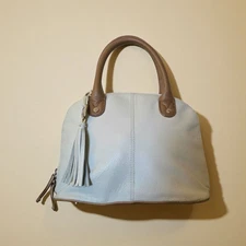 Tignanello Leather Dome Satchel Ivory Tassel Purse Medium