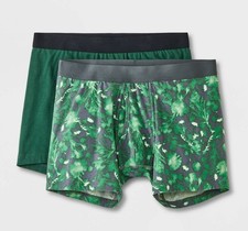 Goodfellow  Co Men's Botanical Print Boxer Briefs 2pk - Gree Size S 30/31"