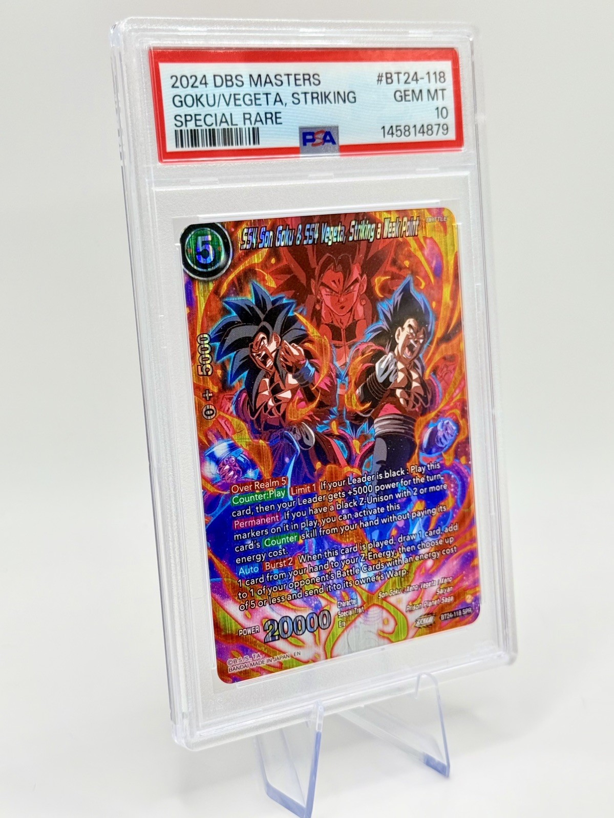 SS4 Son Goku & SS4 Vegeta, Striking a Weak Point - BT24-118 - HOLO FOIL - PSA 10 view 3