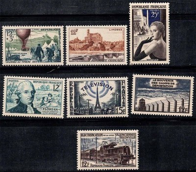 Frankreich 1955 Yv. 1018-1024 postfrisch ** 100% Tagesmarke, Kultur, Kunst, tr