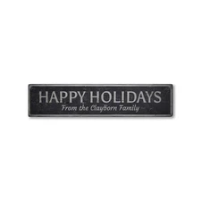 Holidays, Custom Happy Holiday Greetins - Rustic Distressed Wood Sign