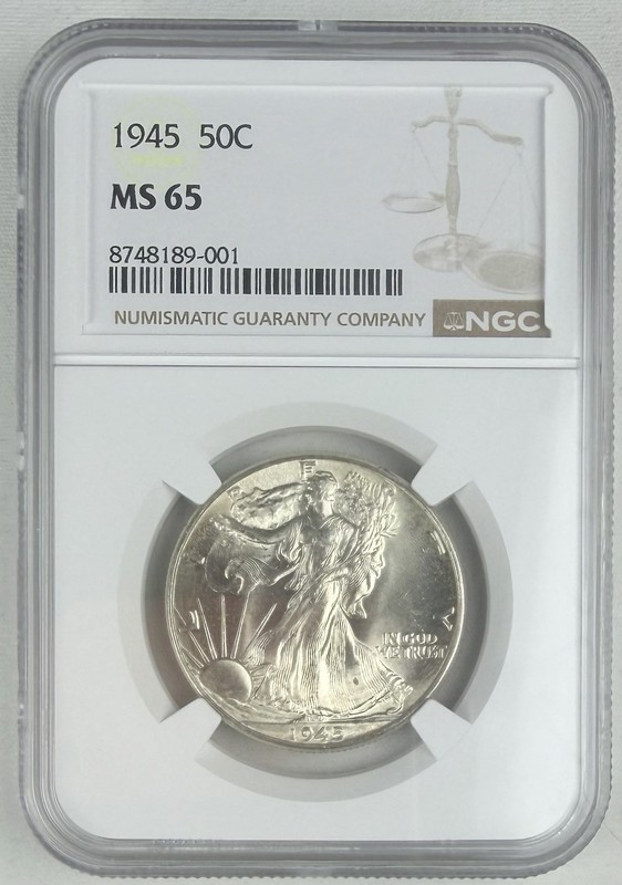 1945 Silver Walking Liberty Half Dollar NGC MS 65