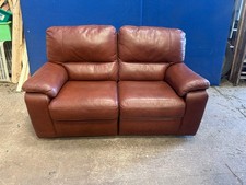 2 Seater Violino Brown Leather Manual Recliner Sofa Couch Settee