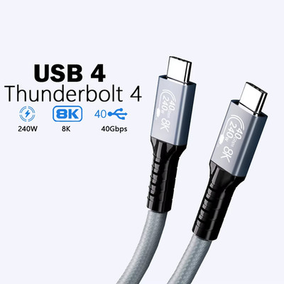 USB4 Cable 40Gbps 240W Thunderbolt 4 Type C Fast Charging Cable Thunderbolt3 USB