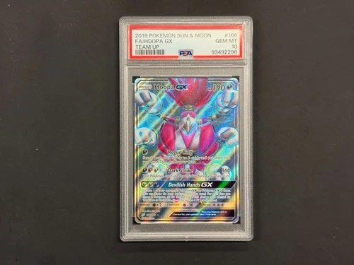POKEMON 2019 Sun Moon Team Up Full Art HOOPA GX #166 PSA 10 Gem Mint