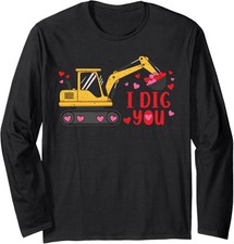 Construction Truck Hearts Valentine's Day Toy Long Sleeve Tshirt