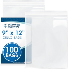 - 9" X 12" 100 Count Crystal Clear Resealable Cello Poly Bags for Packaging, C