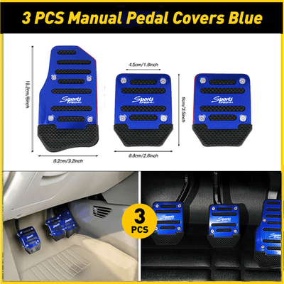 #ad 3x Blue Gas Manual Car Brake Foot Clutch Pedal Accelerator Pad Cover Kit Nonslip $12.34