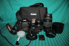 CANON EOS REBEL T6 DSLR CAMERA BUNDLE 18-55MM  75-300MM LENSES, 3 BATTERIES 