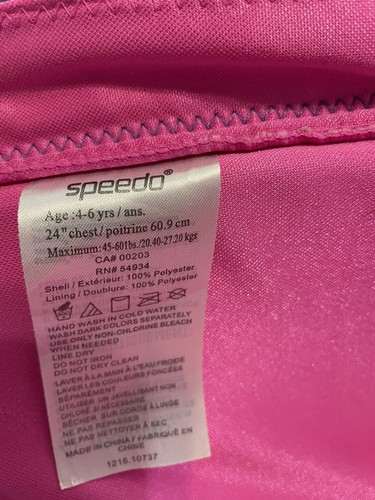Speedo UV Neoprene Pink Fish Swim Vest Girl Sz 4-6 18.00 - Picture 4 of 4
