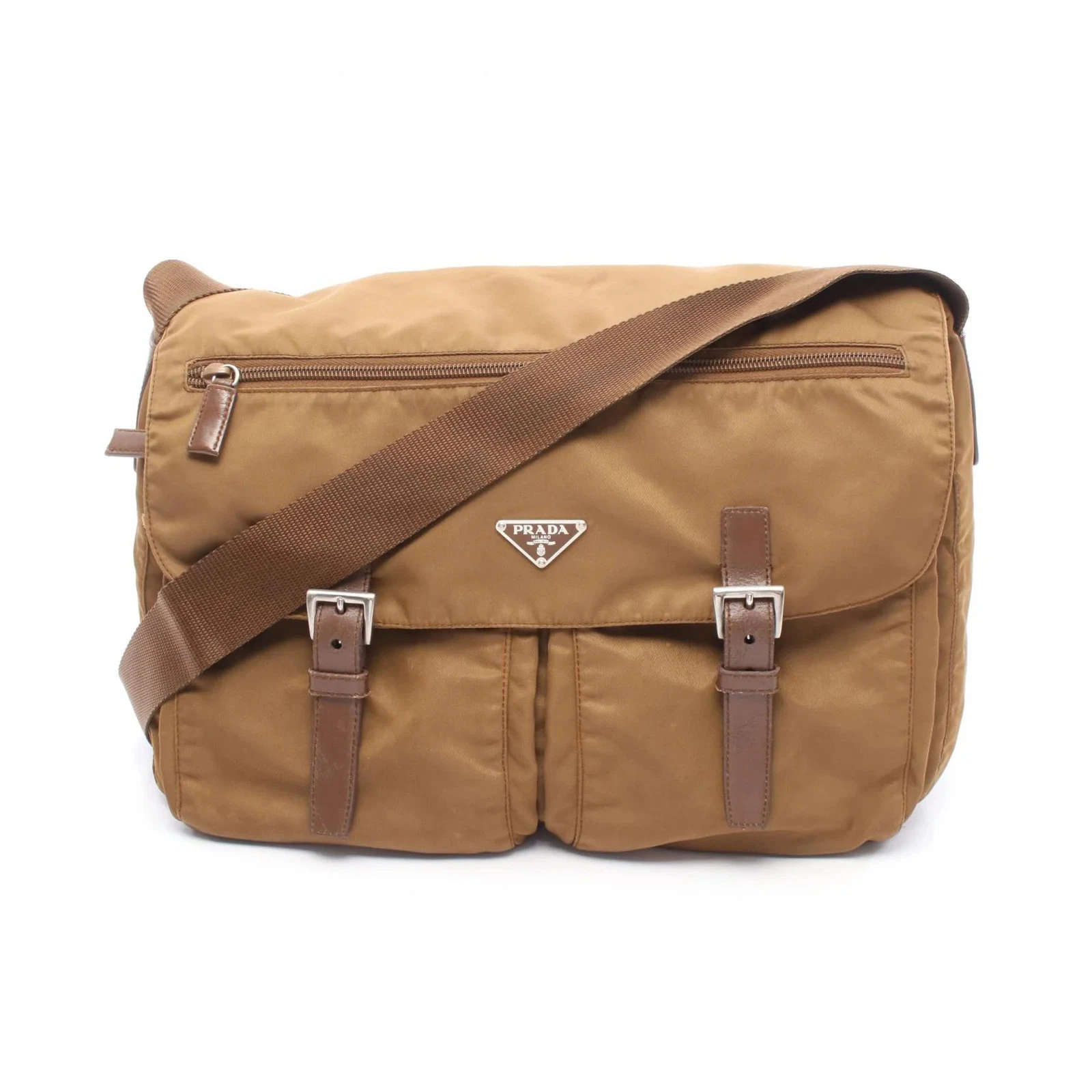 Prada — Prada VELA Shoulder Bag Brown Leather #RCB619