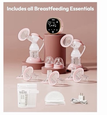 NCVI Electric Double Breast Pump Portable Hospital-Grade  4 Modes-Levels Pink