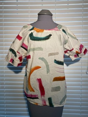 Art Of Anthropologie Aimee Clark Women s Small Blouse Abstract Colorful Bright
