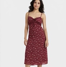 Women's Maxi Dress with Lace Trim. X Large. Red Merlot Color. New.
