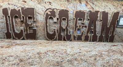 Wooden cut out letters:  ICE CREAM