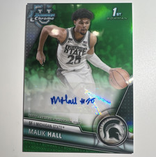 Topps 2023-24 Bowman Chrome Malik Hall Green Refractor Auto /99