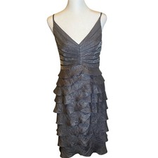 Adrianna Papell Dress Women's Sz 10 Gray Fit & Flare Silver Cocktail Evening