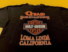 Vtg Harley Davidson Flames Loma Linda CA Black Motorcycle T-Shirt Mens L Biker
