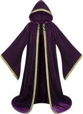 Unisex Velvet Wizard Robe Wizard Cloak Cosplay Renaissance Costume Halloween