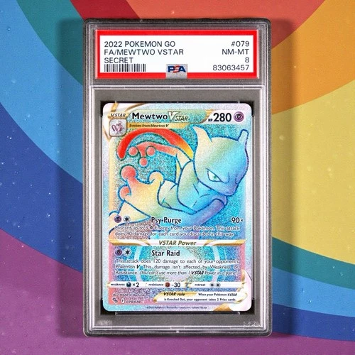 ✨ PSA 8  NM-MINT ✨2022 POKEMON GO MEWTWO VSTAR #079 FULL ART SECRET