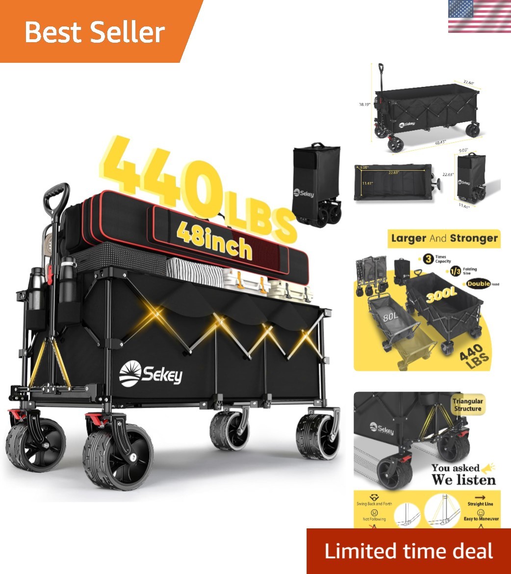48'' Collapsible Utility Wagon - 440lbs Capacity with All-Terrain Wheels