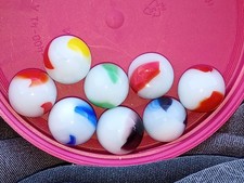 8 Vintage Marble King Rainbow Marbles .74-.75 Inches UV Reactive NM Condition