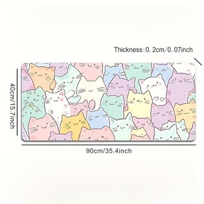 40*90cm Cat, Extra Large Mouse Pad, Non-Slip Durable Rubber Material, Precision
