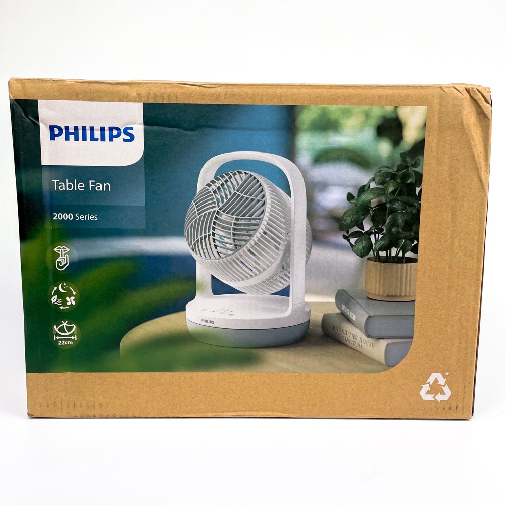 Philips Tischventilator, 3 Modi, Weiß + Grau (CX2050/00) 24W, 2000 Series