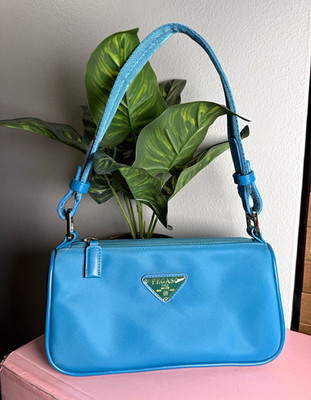 Pegaso Blue Small Shoulder Bag Zip Closure Detachable Strap Inner Pockets
