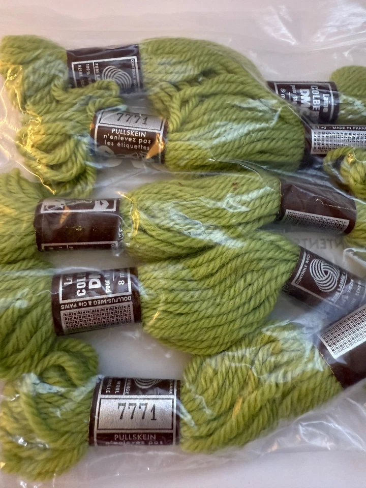 Lot of 16 skeins DMC wool Colbert yarn Maroon #7447 Green #7771 NEW - Image 3 of 3