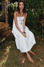 Zara Women’s White Cotton Poplin Panel Midi Dress Size Large 