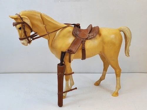Vintage 1970 Marx Johnny West Series Buckskin Toy Range Horse w/ Saddle & Reins