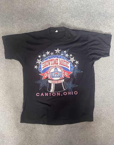Vintage 1991 Screen Stars Pro Football Hall Of Fame Showtime Magic Tee Ohio NFL